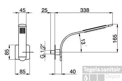 Cisal Kawa Muurstortdouche KA.01319.039 Zwart 3 Cisal Kawa Muurstortdouche KA.01319.039 Zwart