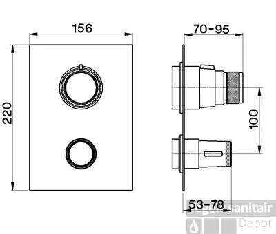 Cisal Less Inbouw Thermostaatkraan Met 3-weg Omsteller En Stopkraan LS018503 3 Cisal Less Inbouw Thermostaatkraan Met 3-weg Omsteller En Stopkraan LS018503