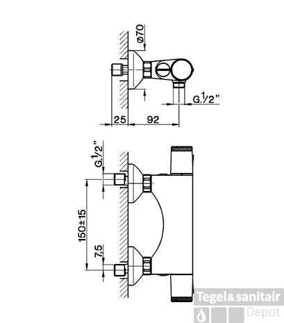 Cisal Less Opbouw Douchethermostaat LST01010 4 Cisal Less Opbouw Douchethermostaat LST01010 - Afbeelding 2
