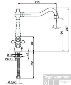 Cisal Retro Nostalgische Keukenkraan Chroom RE00052021
