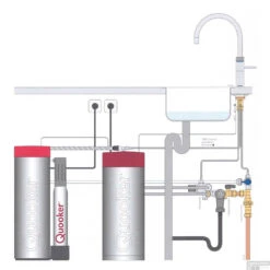 Quooker Cube Fusion Round RVS Met Combi Boiler -Hansgrohe Badkamerinterieur Winkel combi met cube en fusion round 4