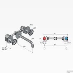 Wastafelmengkraan Hotbath Cobber @Work Inbouw 18 Cm 3 Gats Geborsteld Messing PVD (excl. Inbouwdeel) OUTLET -Hansgrohe Badkamerinterieur Winkel cw005t 18bbp wastafelmengkraan hotbath cobber work inbouw 18 cm 3 gats geborsteld messing pvd tech 1