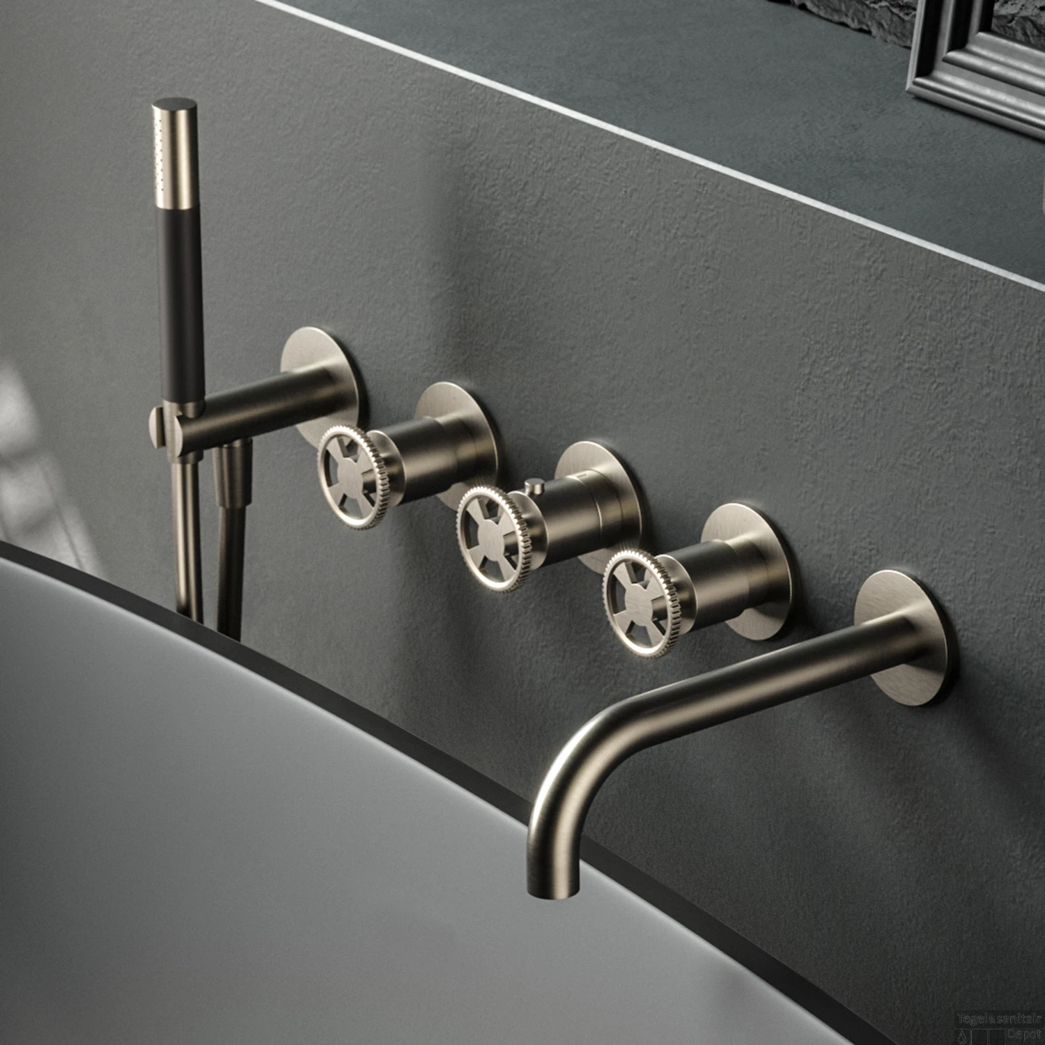 Thermostatische Badkraan Hotbath Cobber @Work Inbouw Met 2 Stopkranen En Handdouche Met Uitloop Geborsteld Nikkel 3 Thermostatische Badkraan Hotbath Cobber @Work Inbouw Met 2 Stopkranen En Handdouche Met Uitloop Geborsteld Nikkel