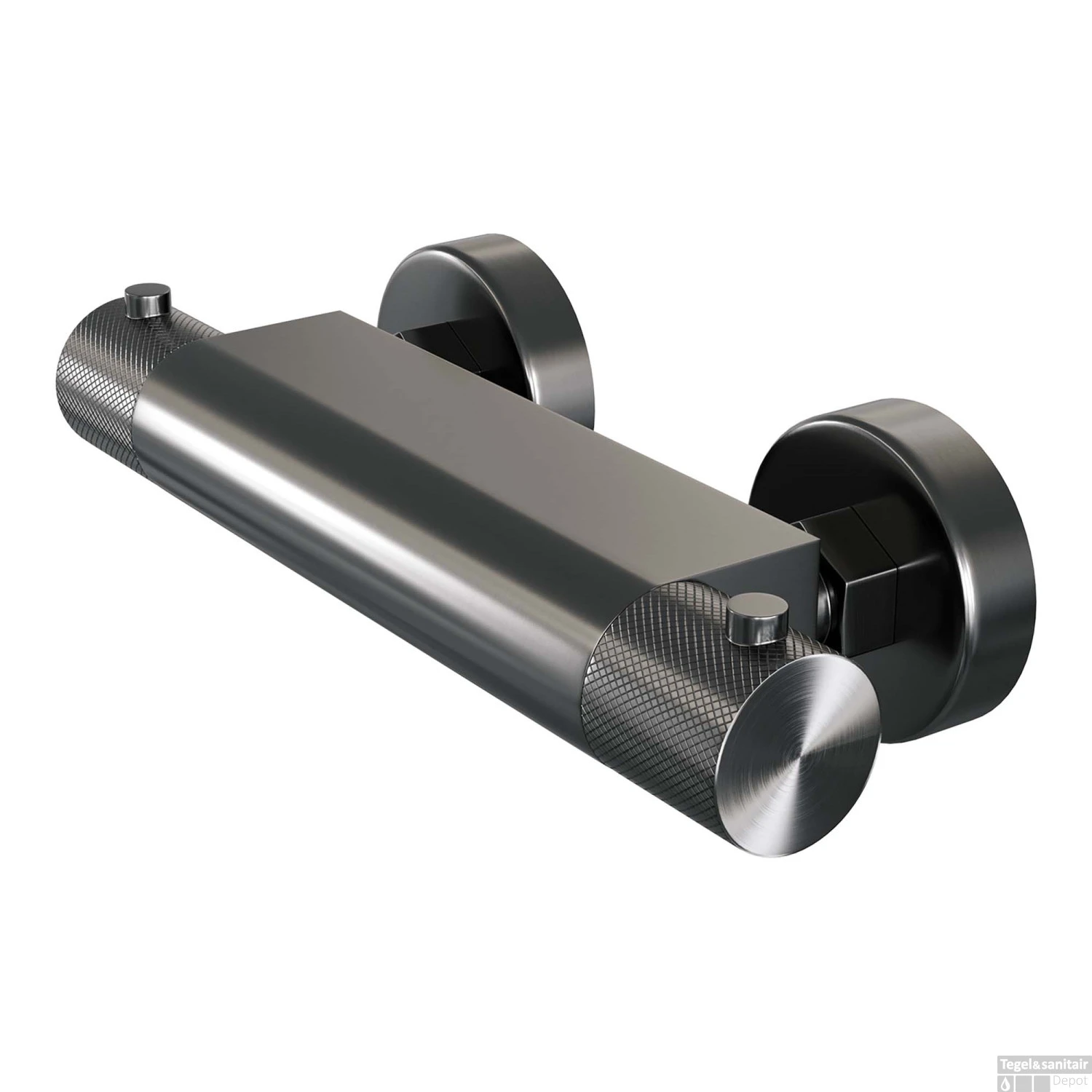 Douchekraan Brauer Gunmetal Carving Opbouw Thermostatisch Geborsteld Gunmetal