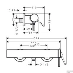 Douchekraan Opbouw Finoris HansGrohe Eengreeps Mat Zwart -Hansgrohe Badkamerinterieur Winkel douchekraan opbouw finoris hansgrohe eengreeps tech 1