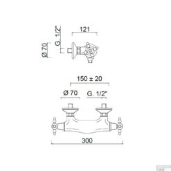 Douchekraan Opbouw Sanimex Giulini Thermostatisch Kruisgreep HoH 15cm Brons -Hansgrohe Badkamerinterieur Winkel douchekraan opbouw sanimex giulini thermostatisch kruisgreep hoh 15cm tech 1
