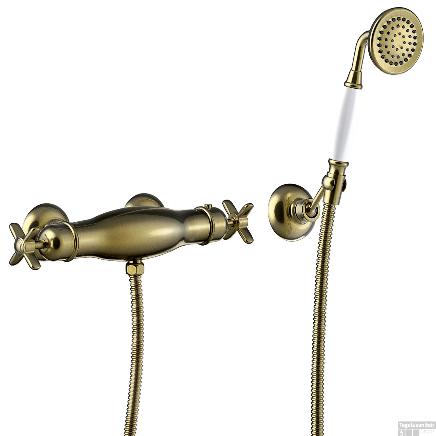 Douchemengkraan Tres Clasic Incl Handdouche Verouderd Messing 3 Douchemengkraan Tres Clasic Incl Handdouche Verouderd Messing