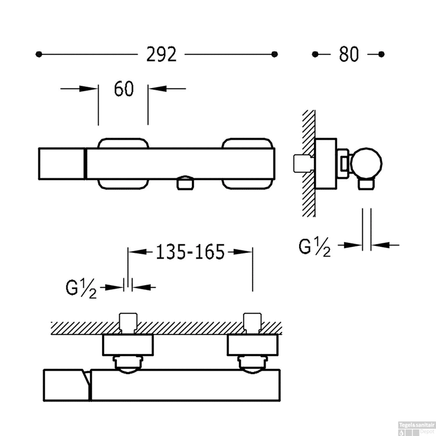 Douchemengkraan Tres Loft Colors Met Handdouche 29.2x8 Cm Rond Mat Wit - Afbeelding 2