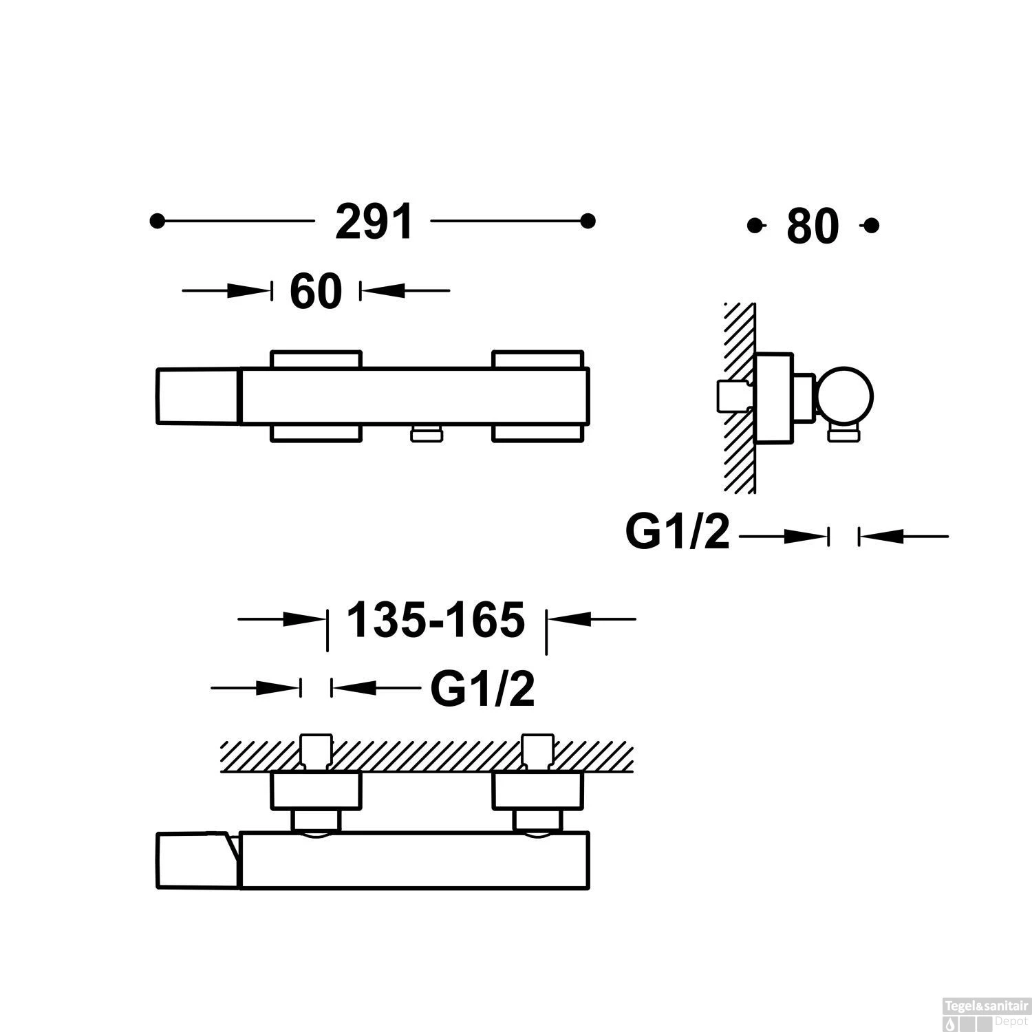 Douchemengkraan Tres Project Opbouw Met Handdoucheset RVS 4 Douchemengkraan Tres Project Opbouw Met Handdoucheset RVS - Afbeelding 2