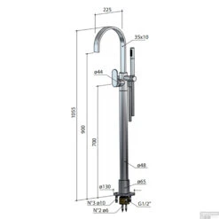 Badmengkraan Vrijstaand Hotbath Friendo Vaste Uitloop 105.5 Cm Chroom -Hansgrohe Badkamerinterieur Winkel f077cr badmengkraan vrijstaand hotbath friendo vaste uitloop 105.5 cm chroom tech