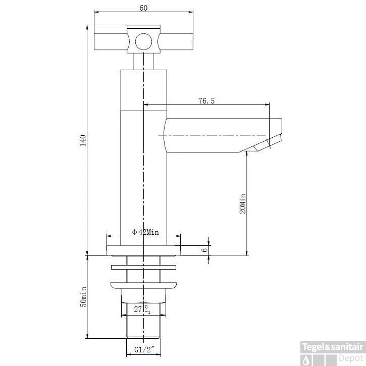 Fonteinkraan Asmaro Ker. 1/2 Chroom 4 Fonteinkraan Asmaro Ker. 1/2 Chroom - Afbeelding 2