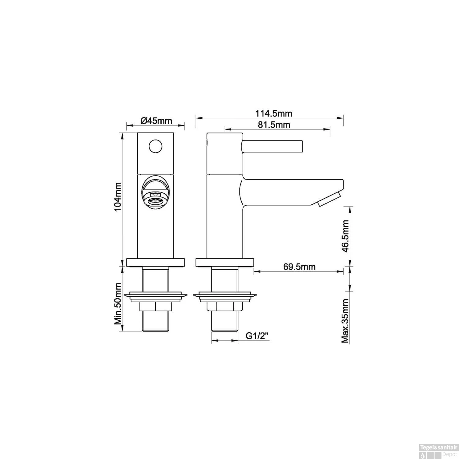 Fonteinkraan Amador Ker. 1/2 Geborsteld Staal (RVS) - Afbeelding 2