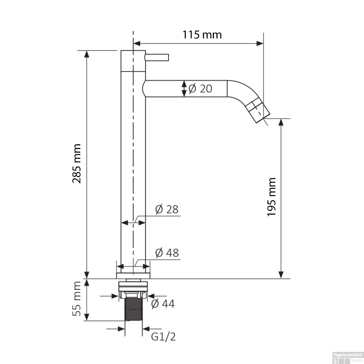 Fonteinkraan Differnz Mix Gebogen Hoog 28.5 Cm Gunmetal 4 Fonteinkraan Differnz Mix Gebogen Hoog 28.5 Cm Gunmetal - Afbeelding 2