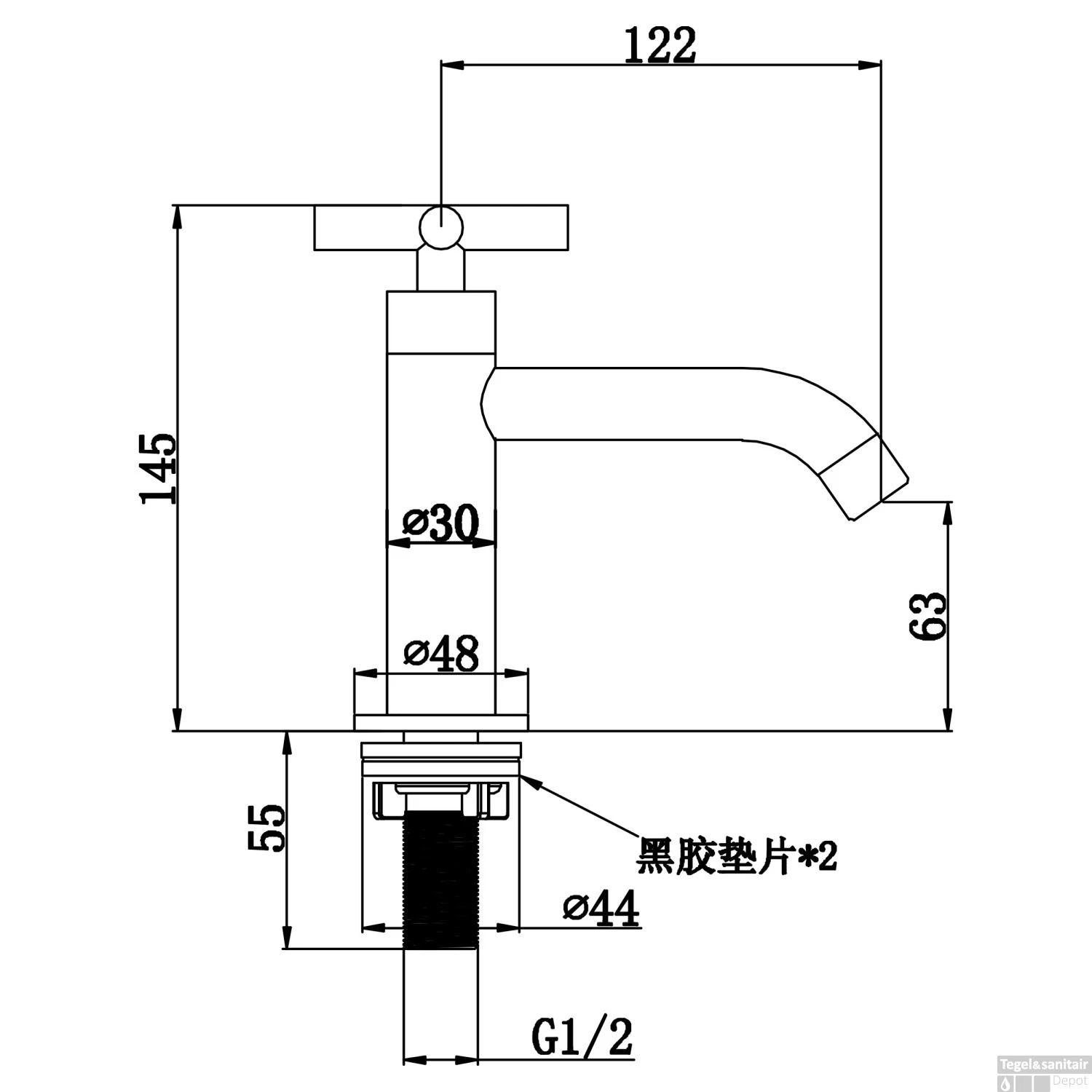 Fonteinkraan Differnz Mix Kruis Koper 5 Fonteinkraan Differnz Mix Kruis Koper - Afbeelding 3