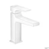 Wastafelmengkraan Metropol HansGrohe Eengreeps 110 Met Rechte Greep En Push-Open Afvoer Mat Wit -Hansgrohe Badkamerinterieur Winkel fonteinkraan metropol hansgrohe eengreeps 110 met rechte greep en push open afvoer mat wit shop