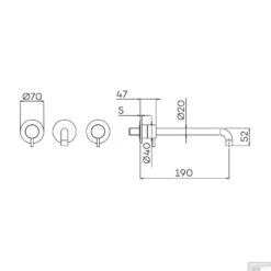 Inbouw Wastafelmengkraan Lagoo Garda Met Uitloop 2 Greeps 19 Cm Messing Gunmetal -Hansgrohe Badkamerinterieur Winkel g1204 19 tekening 2 1 1 1