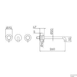 Inbouw Wastafelmengkraan Lagoo Garda Met Uitloop 2 Greeps 26 Cm Messing Matt Zwart -Hansgrohe Badkamerinterieur Winkel g1204 26 tekening 1 1 1 1 1