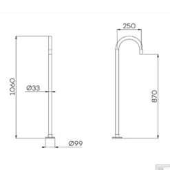 Vrijstaande Baduitloop Lagoo Garda Inbouw Messing Geborsteld Nikkel -Hansgrohe Badkamerinterieur Winkel g3202 tekening 1 1 1 1