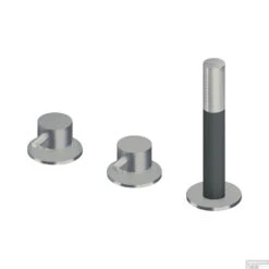 Badrandcombinatie Lagoo Garda Met Mengkraan, Omstel En Handdouche Messing Geborsteld Nikkel