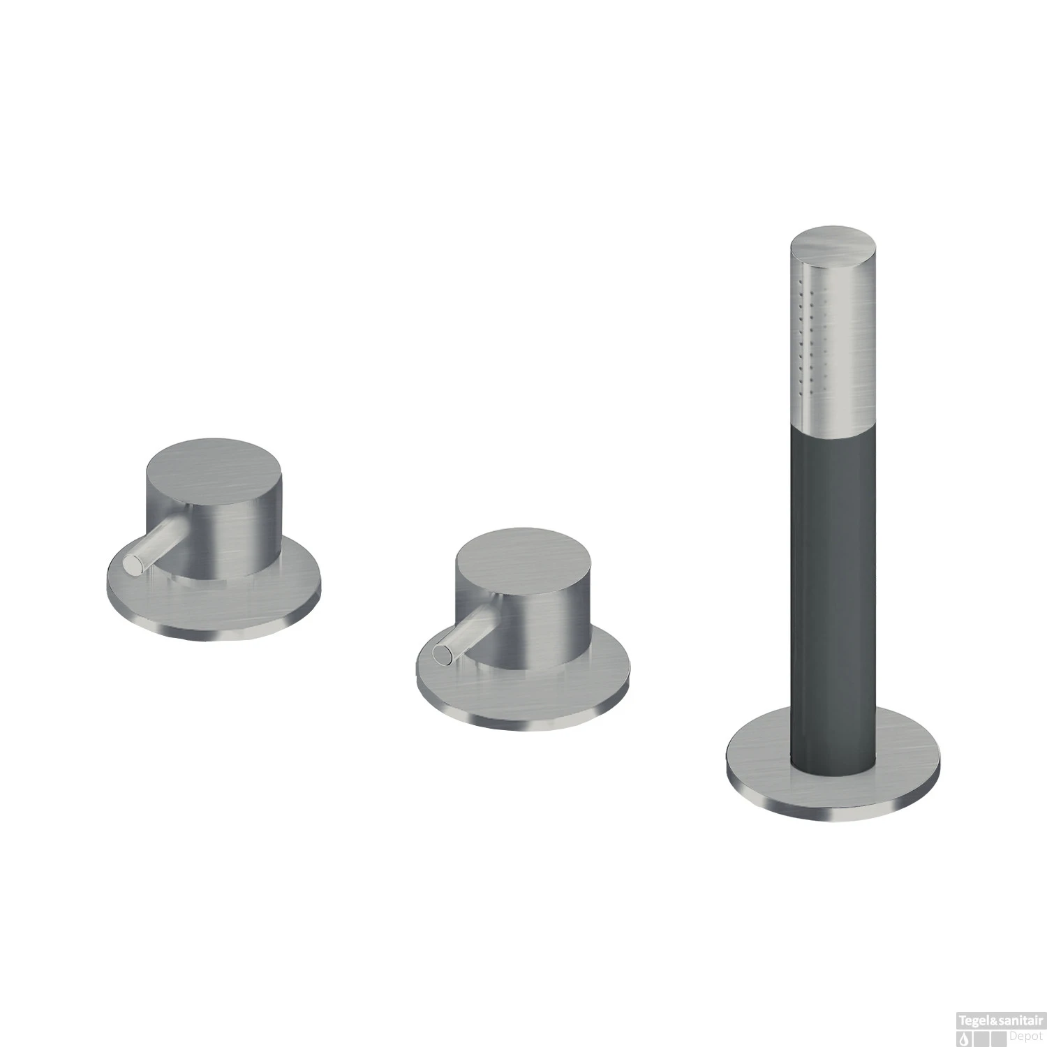 Badrandcombinatie Lagoo Garda Met Mengkraan, Omstel En Handdouche Messing Geborsteld Nikkel 3 Badrandcombinatie Lagoo Garda Met Mengkraan, Omstel En Handdouche Messing Geborsteld Nikkel