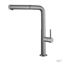 Keukenmengkraan Lagoo Garda Met Draaibare Uitloop Recht En Uitneembare Handdouche Messing Geborsteld Nikkel