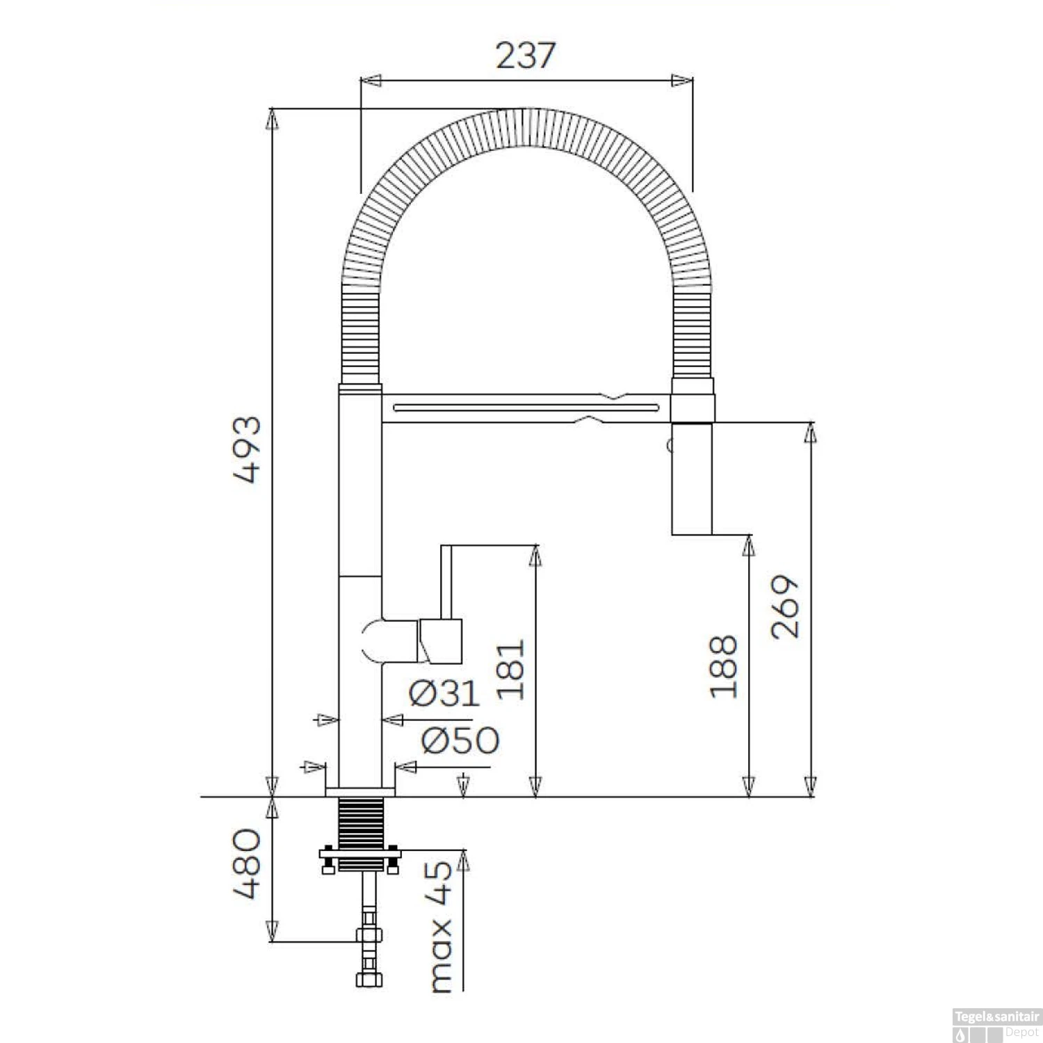 Keukenmengkraan Lagoo Garda Met Flexibele Uitneembare Handdouche Messing Gunmetal 4 Keukenmengkraan Lagoo Garda Met Flexibele Uitneembare Handdouche Messing Gunmetal - Afbeelding 2