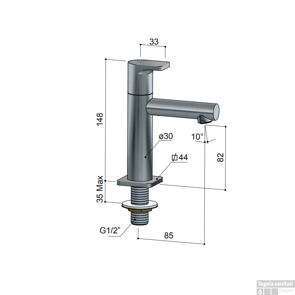 Fonteinkraan Hotbath Gal 14.8 Cm Mat Zwart 4 Fonteinkraan Hotbath Gal 14.8 Cm Mat Zwart - Afbeelding 2