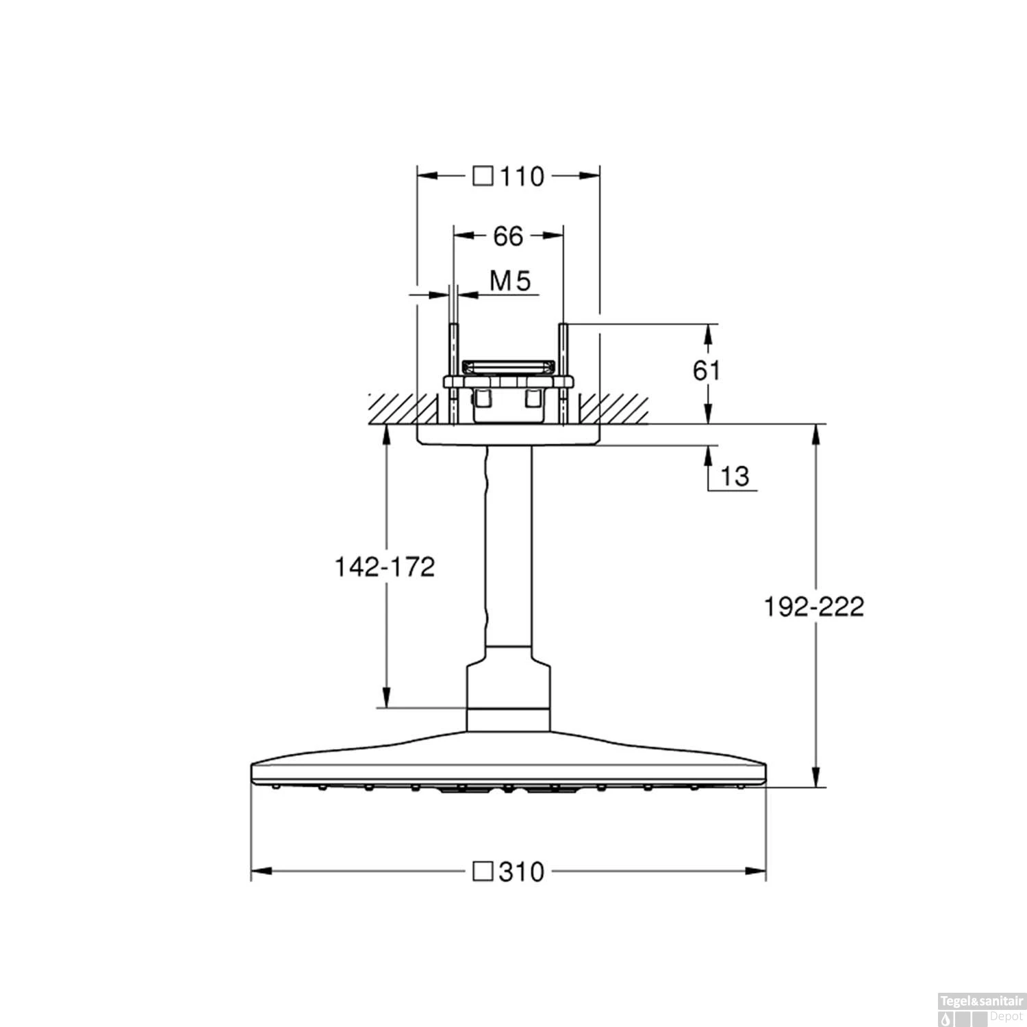 Regendoucheset Grohe Rainshower SmartActive Cube 31 Cm Met Plafondarm Hard Graphite Geborsteld 4 Regendoucheset Grohe Rainshower SmartActive Cube 31 Cm Met Plafondarm Hard Graphite Geborsteld - Afbeelding 2