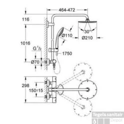 Grohe Euphoria Douchesysteem Met Hoofddouche 21 Cm Chroom -Hansgrohe Badkamerinterieur Winkel grohe euphoria douchesysteem met hoofddouche 21 cm chroom 27964000 lijntekening