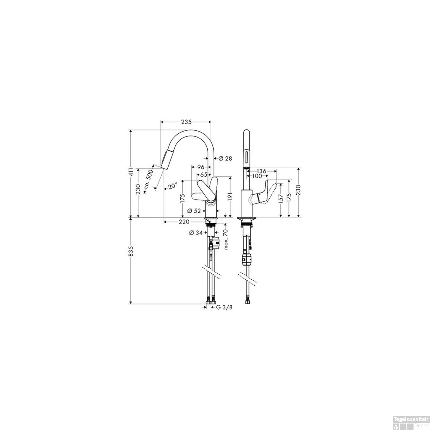 Hansgrohe Focus Keukenkraan Met Uittrekbare Vuistdouche Chroom 4 Hansgrohe Focus Keukenkraan Met Uittrekbare Vuistdouche Chroom - Afbeelding 2