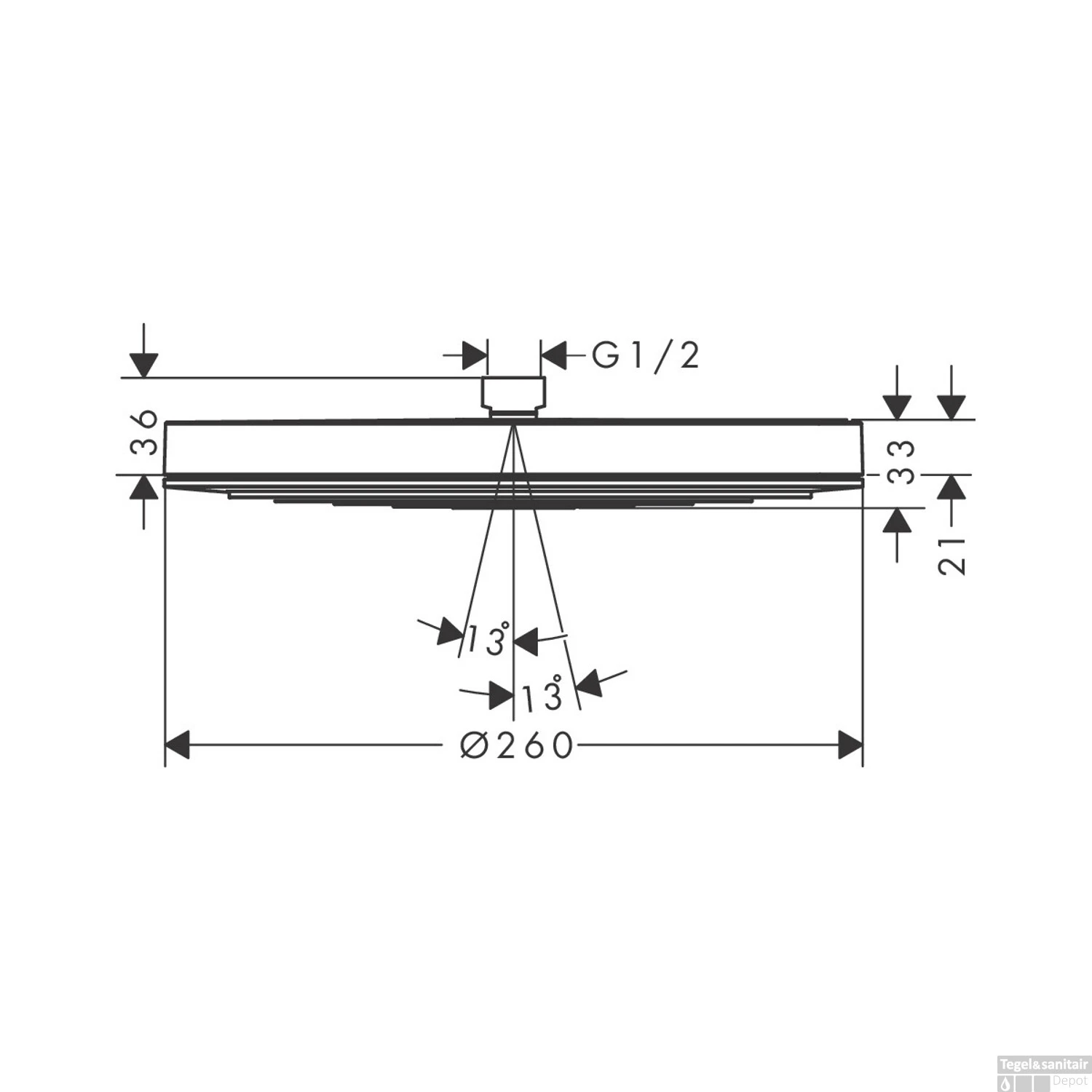 Hoofddouche HansGrohe Pulsify S 260 1 Jet Zonder Wandaansluiting Mat Zwart 5 Hoofddouche HansGrohe Pulsify S 260 1 Jet Zonder Wandaansluiting Mat Zwart - Afbeelding 3