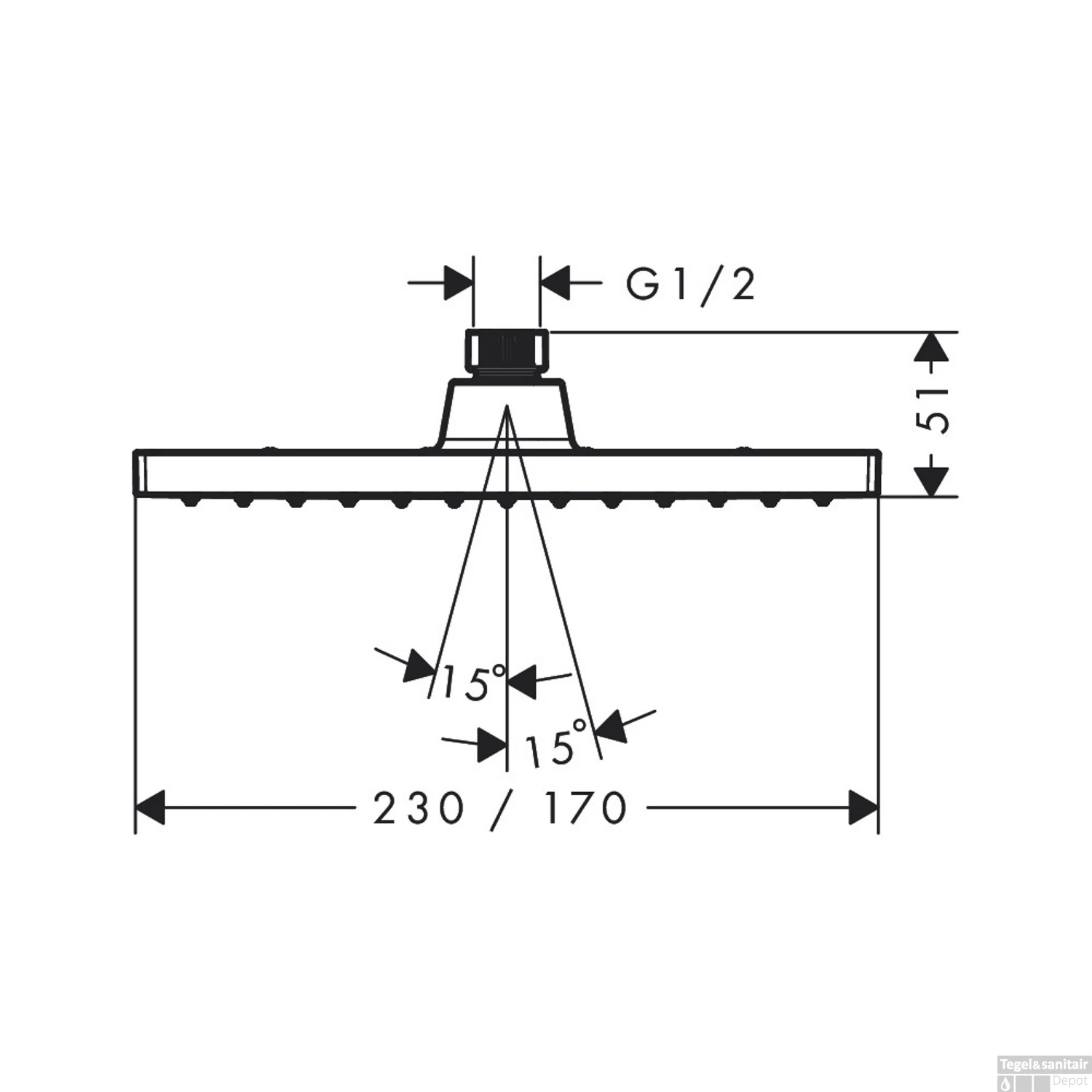 Hoofddouche HansGrohe Vernis Shape 230 1 Jet Chroom (12 Stuks) - Afbeelding 2