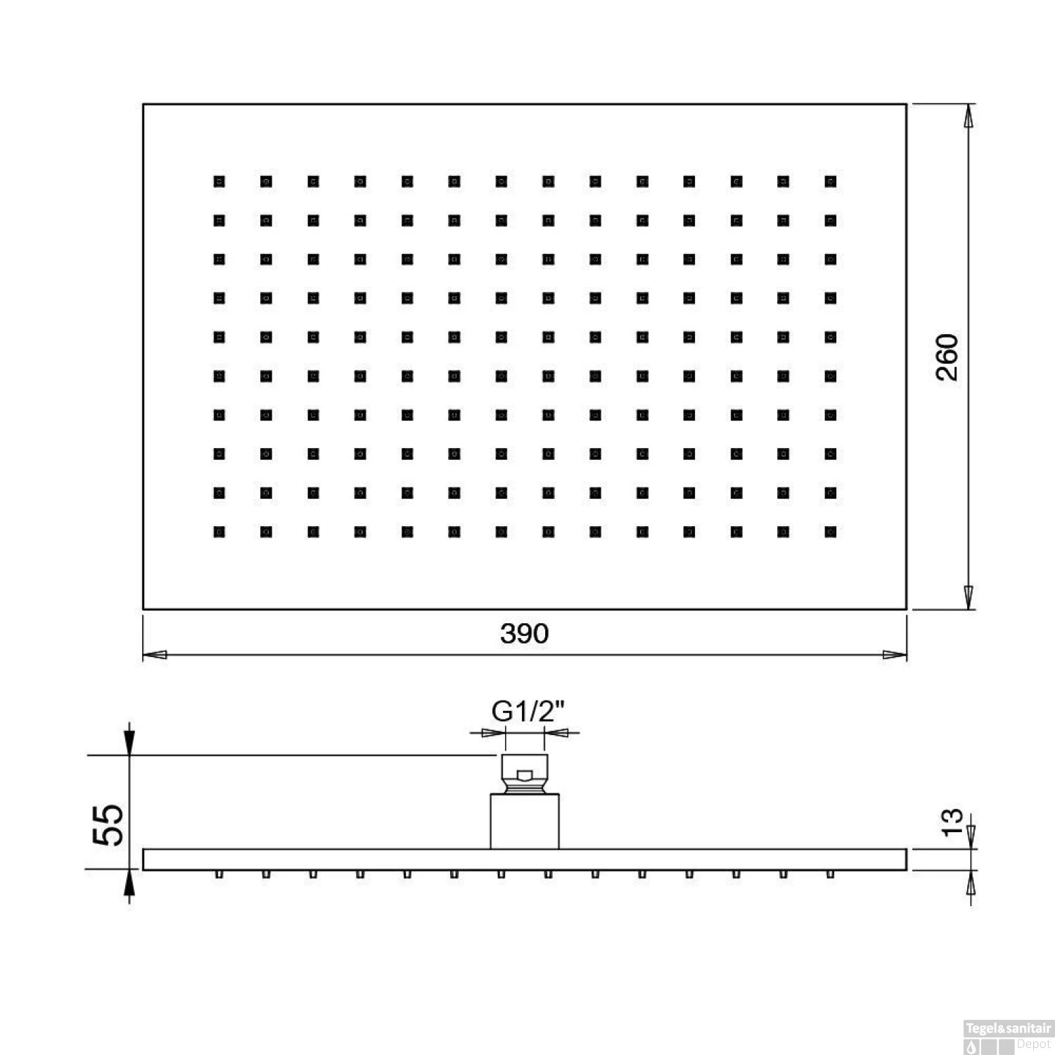 Hoofddouche Hotbath Mate 26x39 Cm Rechthoek Opbouw Chroom 4 Hoofddouche Hotbath Mate 26x39 Cm Rechthoek Opbouw Chroom - Afbeelding 2