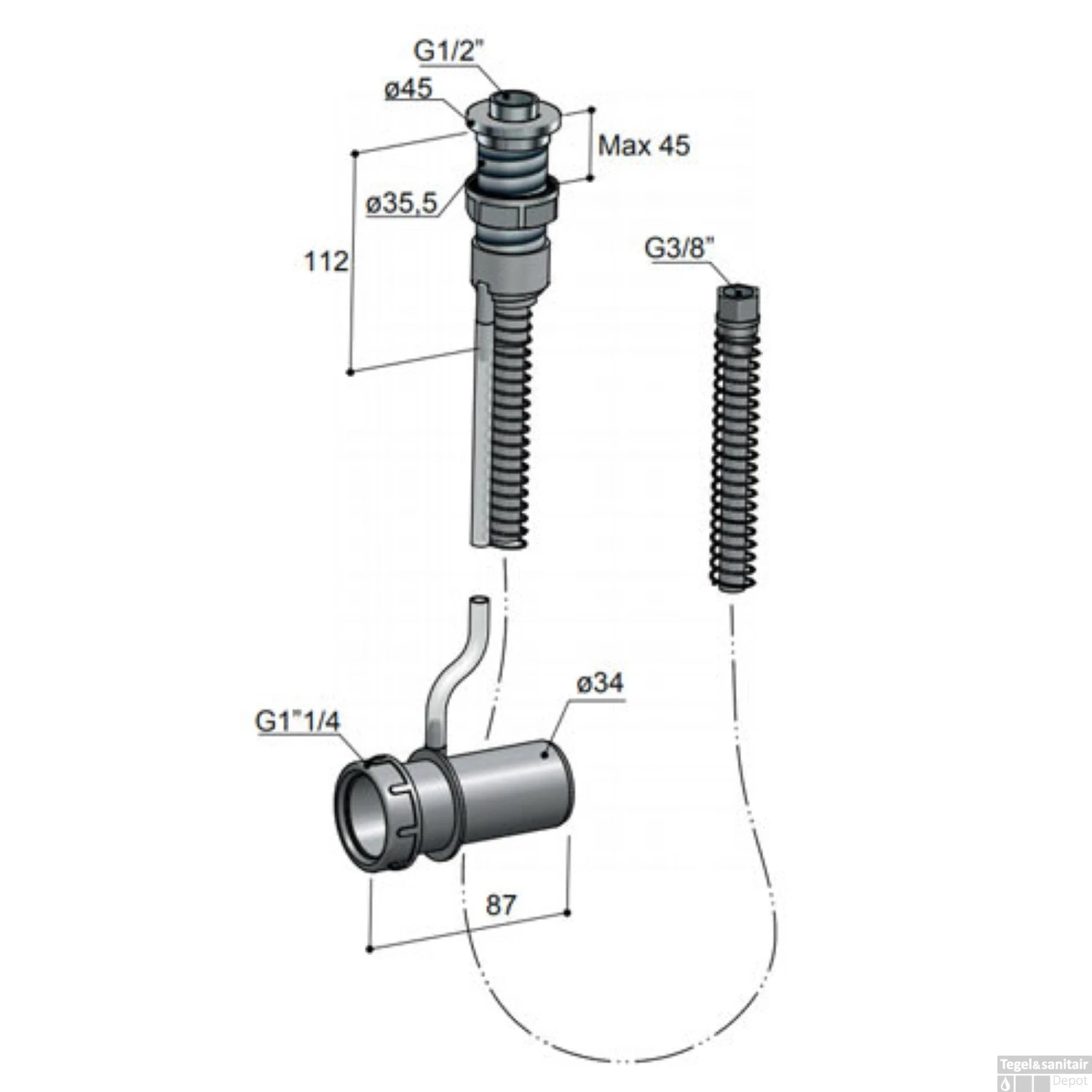 Baddoorvoerset Hotbath Pal Rond Chroom 4 Baddoorvoerset Hotbath Pal Rond Chroom - Afbeelding 2