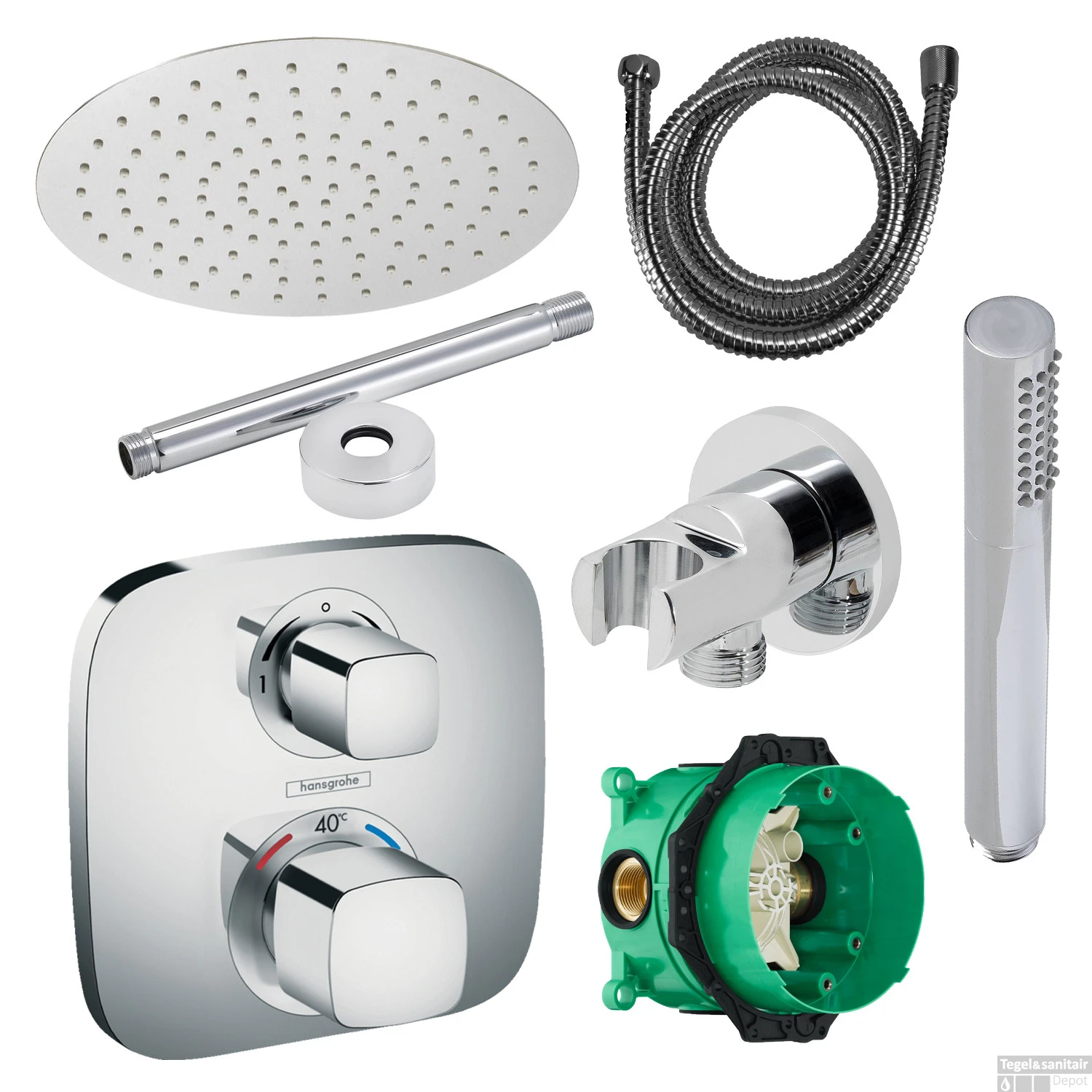 Hansgrohe Ecostat Regendoucheset Inbouw Plafonduitloop Met Handdouche En Hoofddouche 30cm Thermostaat Square Chroom 3 Hansgrohe Ecostat Regendoucheset Inbouw Plafonduitloop Met Handdouche En Hoofddouche 30cm Thermostaat Square Chroom