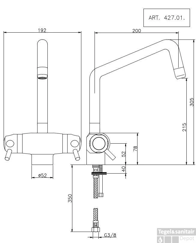 Huber Clinic Plus Thermostatische Keukenkraan Chroom 427.01H.CR 3 Huber Clinic Plus Thermostatische Keukenkraan Chroom 427.01H.CR