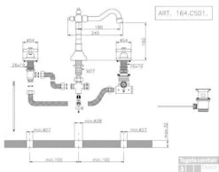 Wastafelmengkraan Huber Croisette 3-gats 164CS01HCA Chroom