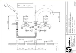 Huber Croisette 4-gats Badmengkraan RVS 262CS01HNS