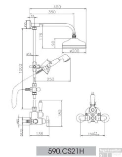 Huber Croisette Douchecombinatie RVS 590CS21HNS