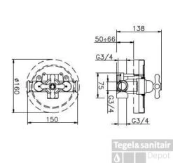 Huber Croisette Inbouw Douchethermostaat Chroom/Goud 18551HCA
