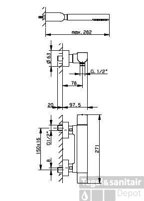 Huber Dado Cascade Douchekraan Thermostatisch Met Handdoucheset Chroom DC.D01010.21 3 Huber Dado Cascade Douchekraan Thermostatisch Met Handdoucheset Chroom DC.D01010.21
