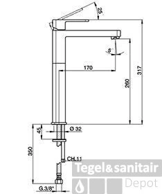 Huber Dado Wastafelmengkraan Zonder Waste Chroom DD.003540.21