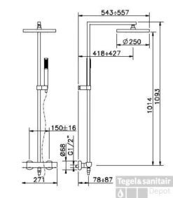 Huber Icon Douchekolom Met Thermostaatkraan Chroom 790.VL25H.CR