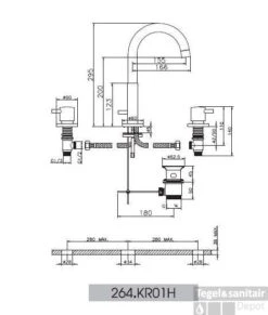 Huber Kiruna 3-gats Wastafelmengkraan RVS 264KR01HNS