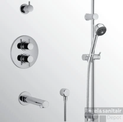 Huber Kiruna Thermostatische Inbouw Bad/doucheset Chroom 914K.KR01H.CR 4 Huber Kiruna Thermostatische Inbouw Bad/doucheset Chroom 914K.KR01H.CR - Afbeelding 2