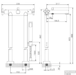 Huber Suite Badkraan Op Pilaren Met Handdouche 238N01HNS