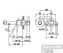 Huber Tratto Inbouw Wastafelmengkraan Chroom TT.002510.21