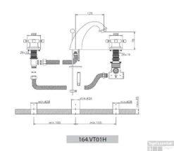 Wastafelmengkraan Huber Victorian 3 Gats 164VT01HBA Brons