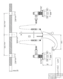 Wastafelmengkraan Huber Victorian 3 Gats 264VT01HCA Chroom-Goud