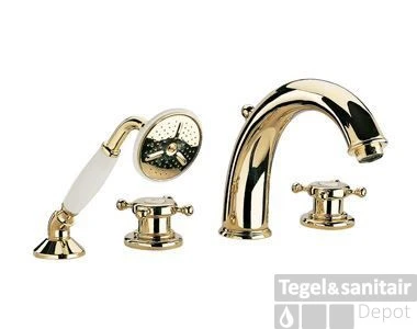 Huber Victorian 4 Gats Thermostatische Badkraan Met Douchegarnituur Goud 162VT01HAG 4 Huber Victorian 4 Gats Thermostatische Badkraan Met Douchegarnituur Goud 162VT01HAG - Afbeelding 2